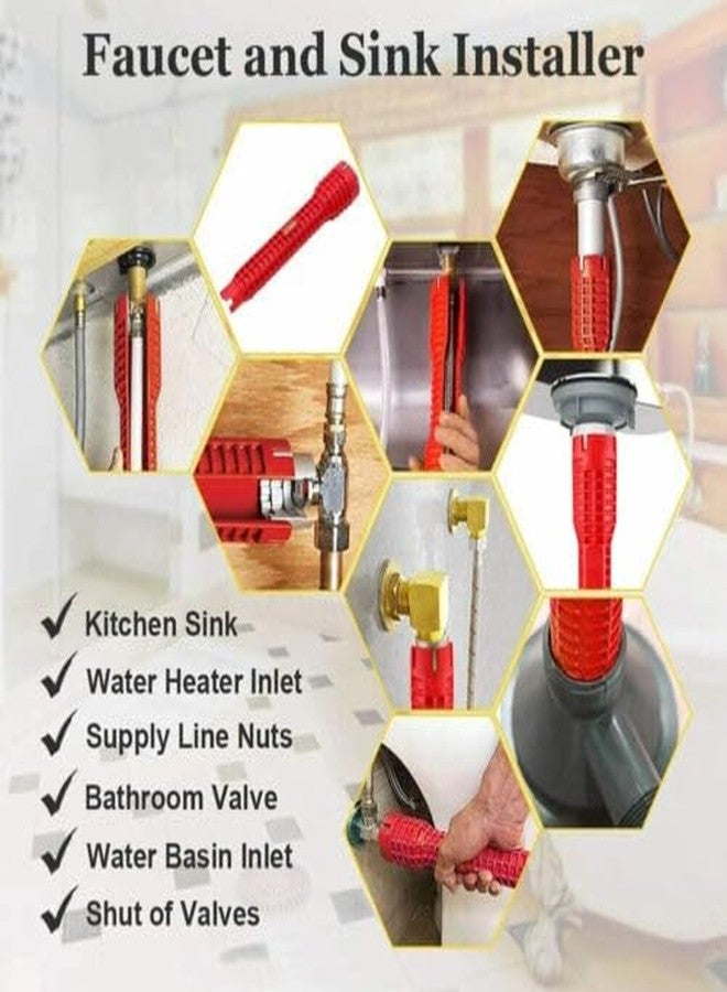 Swabs Water Pipe Socket Wrench Spanner,Faucet And Sink Installer Tool,Multifunction Plumbing Installer For Toilet Bowl Sink Bathroom Kitchen And More. (Pack Of 1) - Hex - Image 5